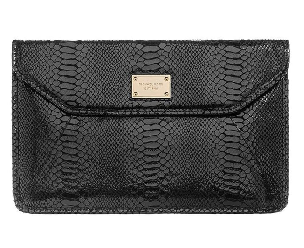 2/$15 Michael Kors Large Envelope Clutch MacBook Air Sleeve Black Python